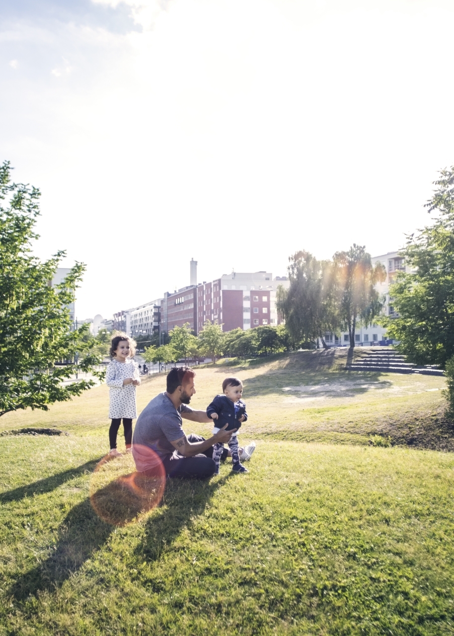 Father playing with children 